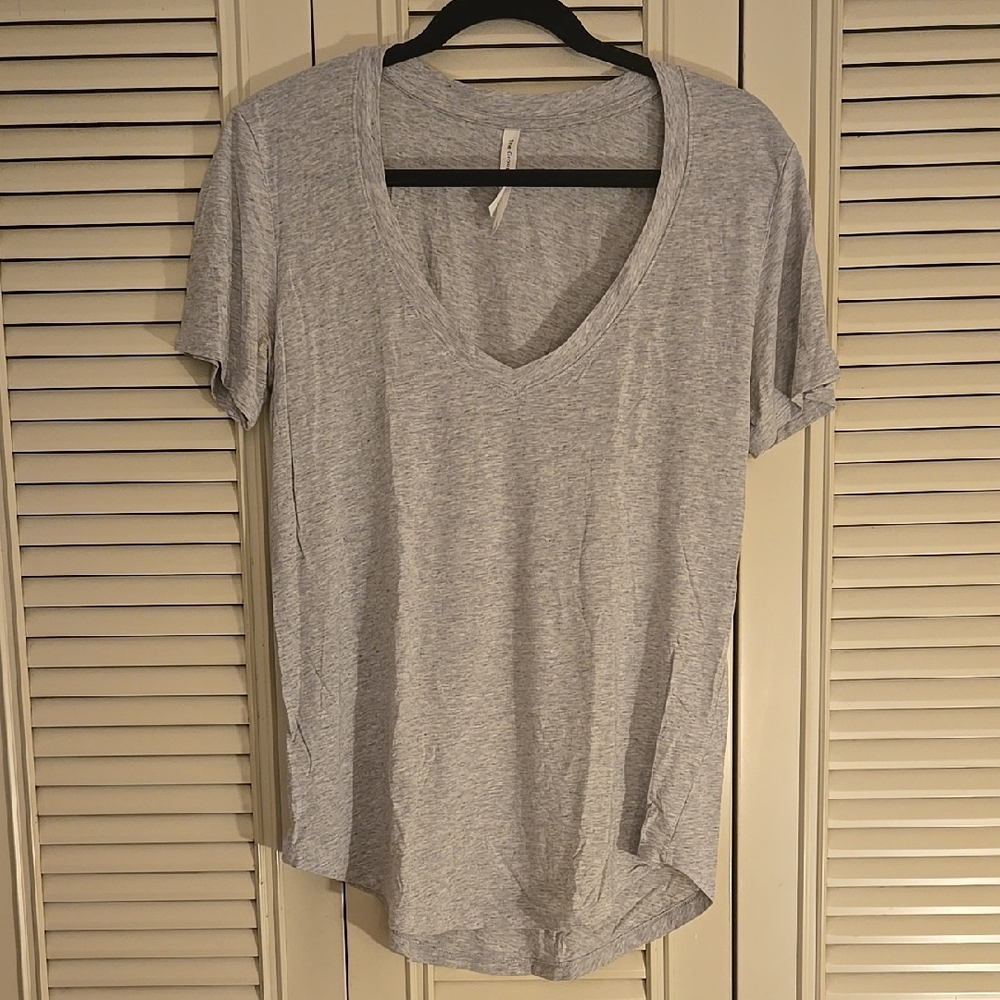 Gray V-Neck Women's Top